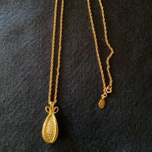 Vintage 1990s JOAN RIVERS CZ Egg Pendant Necklace